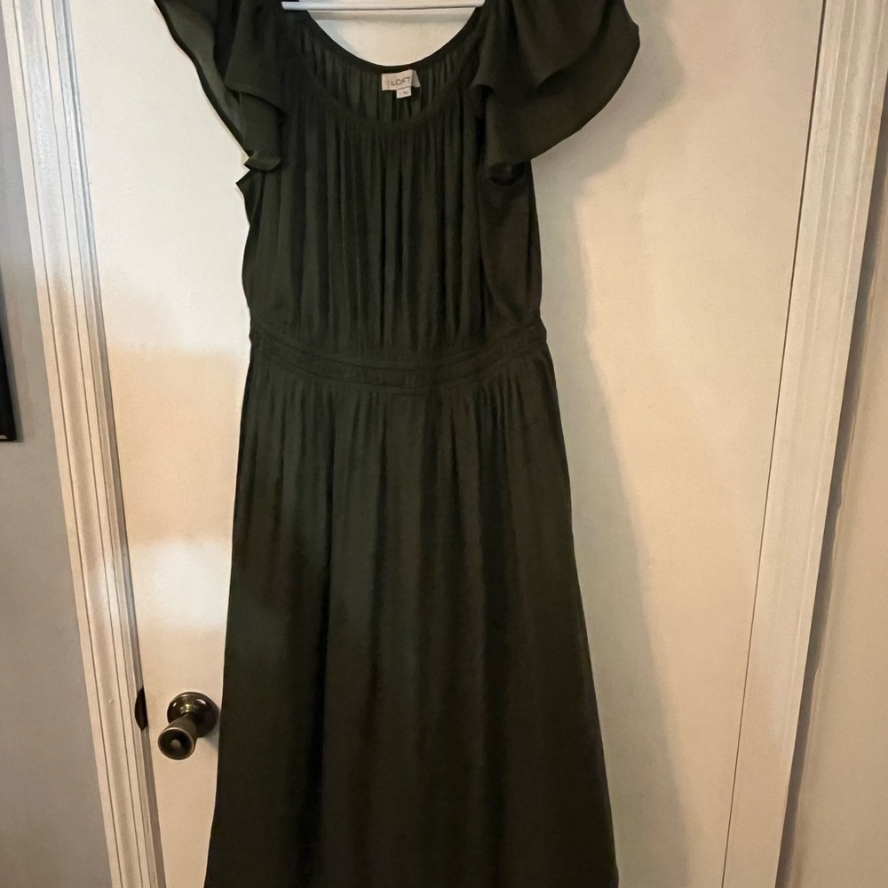 LOFT Dark Green Midi Dress